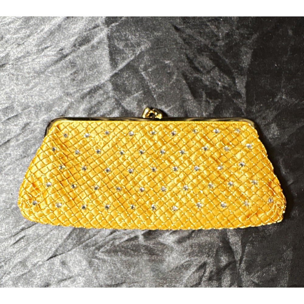Bond Street 1960s Gold Thread Kisslock Evening Clutch with rhinestones